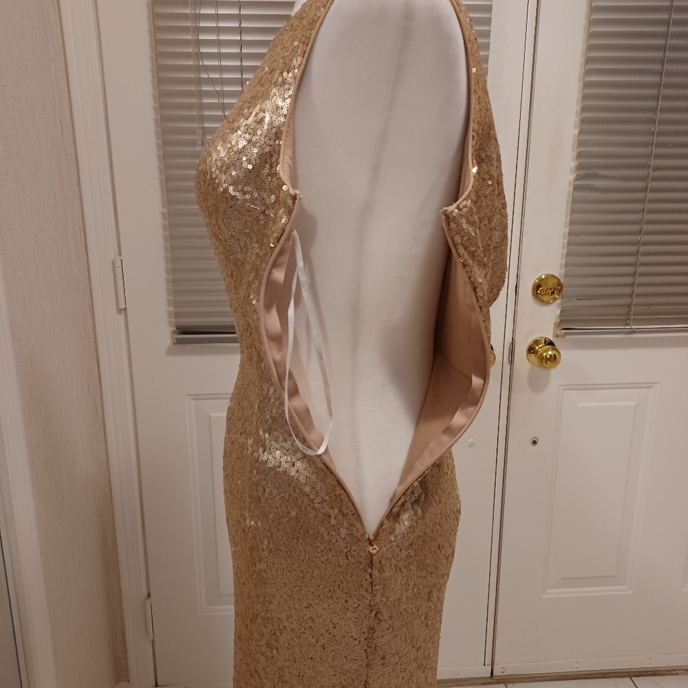 New Gold Sequined Formal Dress - Size Small - Picture 9 of 12